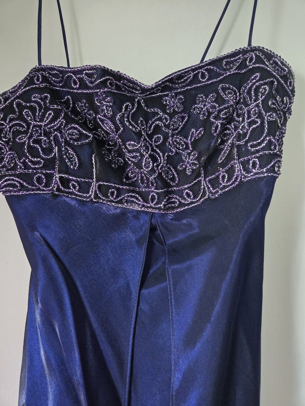Vintage Morgan Co Prom Dress Maxi Gown 90s Y2K Bead Simmery Purple Size 9/ 10